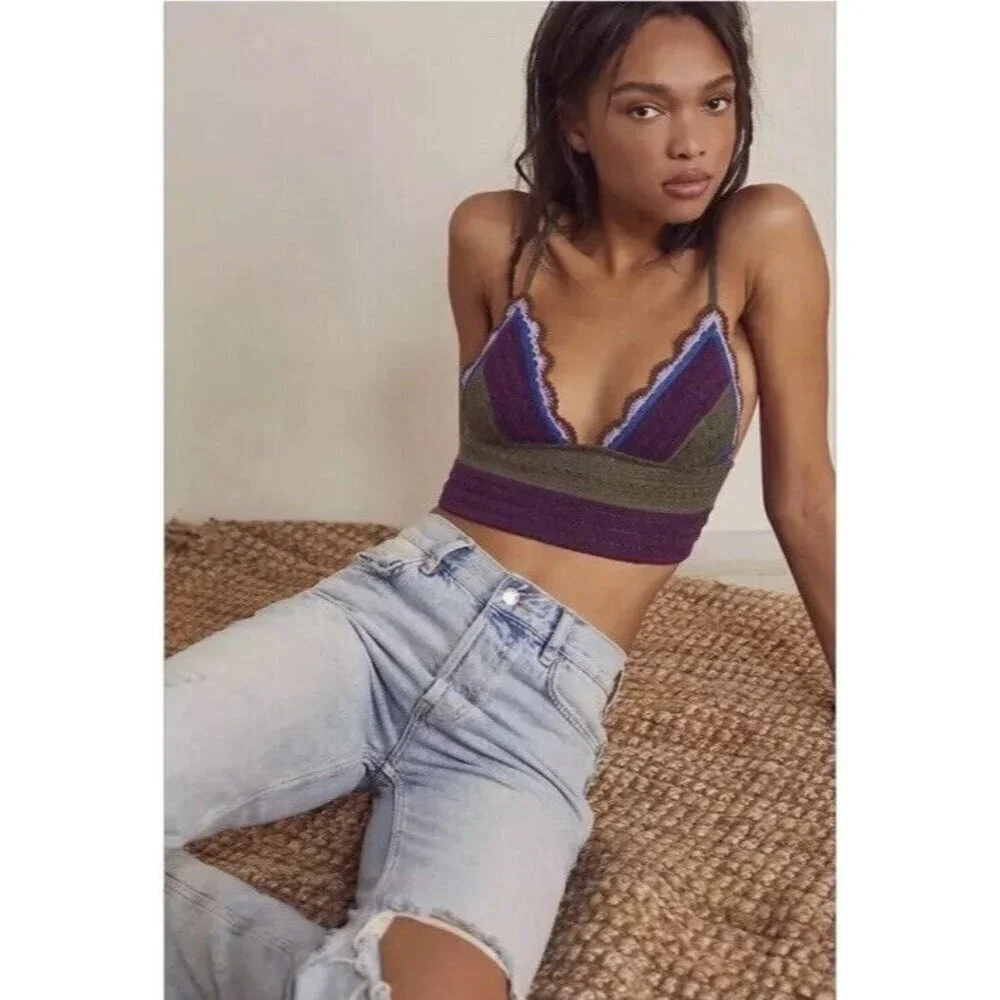 Free People Intimately Another‎ Weekend Bralette Crochet Knit Tank Bra NEW sz M